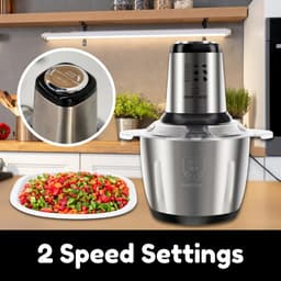 Foodprocessor – Elektrische Hakmolen – 1000W – 3 Liter RVS Kom – Voor Groente en Vlees – Zilver — thumbnail 3
