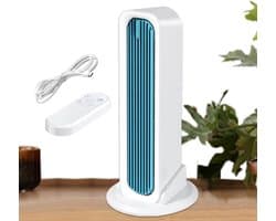 Bladloze Tafeltorenventilator met losse voet - draagbare USB torenventilator - 3 standen - afstandsbediening - Mobiele Airco - Persoonlijke Koeler - Stille ventilator met sterke luchtstroom - Voor slaapkamer en kantoor