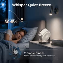 Tafelventilator USB oplaadbaar stil met 100 snelheden, draagbare bureaufan met LED display en 360° rotatie wit — thumbnail 3