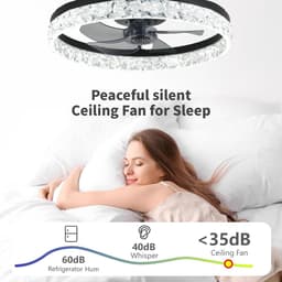 Plafondventilator van 50 cm met verlichting en afstandsbediening - Fandelier platte plafondventilator - 3000K-6500K dimbare inbouw LED-ventilatorlamp - zwart moderne plafondventilator met verlichting voor de slaapkamer — thumbnail 2