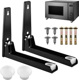 SnelShoppen - Set van 2 Wandbeugels voor Magnetron | Verstelbare RVS Houder voor Magnetron en Mini Oven | Zwart en Duurzaam — thumbnail 1