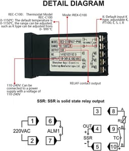 Store_8 - REX-C100 LED PID-controllerkits - Digitale thermostaat - Slimme temperatuurregeling - Alarmfunctie - AC110V-240V - Geschikt voor industri... — thumbnail 4