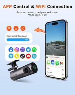 Dashcam - 1440P dashcam auto, wifi, nachtzicht, bewegingsdetectie, time-lapse-opname, WDR, loop-opname, parkeermodus, wifi, app, — thumbnail 5