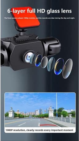 360° Full View Car Dashcam, 4K UHD Front & 1080P zij-achteruitrijcamera, met bewegingsdetectie, ondersteunt fietsopname, slimme parkeerbewakingscamera, 170 graden groothoek-dashcam (drie lenzen) — thumbnail 5