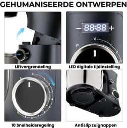 Keukenmachine Krachtige Motor & Stijlvol Design voor Perfecte Resultaten – Keukenrobot met 2 RVS Kommen 4L en 5L en 10 Snelheden – Keukenmixer Stil & Duurzaam voor Mixen en Kneden | Ideaal voor Bakken & Dagelijks Gebruik — thumbnail 3