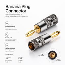 Sounix Banaanstekker 8 stuks - Banaan Stekker - Gold plated Luidspreker Stekker – Voor Versterker & Speakers — thumbnail 4