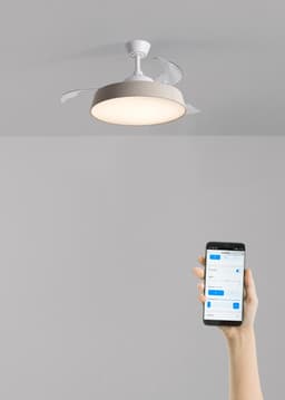 CREATE - Stille plafondventilator 40 W Ø107 cm met intrekbare bladen en LED-licht - M - Met licht - WIFI - WIND CLEAR CONTOUR — thumbnail 1