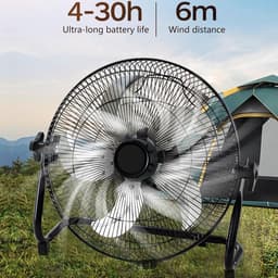 Oplaadbare Vloerventilator - Draagbare Koeler - Buiten Gebruik - 12 Snelheden - Zonnepaneel Inclusief - Zilver — thumbnail 2