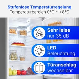 Koelkast zonder vriesvak - Kleine koelkast - Voedsel bewaren - Stille werking 35 dB - 85 cm hoog - Roestvrij staal — thumbnail 4