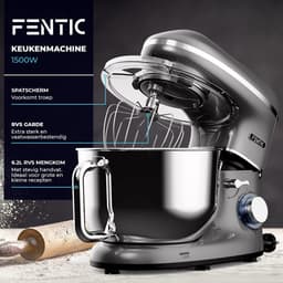 Keukenmachine - Mixer Robot - Deeg Kneden - Krachtige 2000W Motor - 6.2 Liter Kom - Antraciet — thumbnail 3