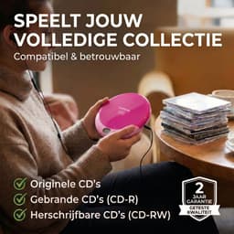 Lenco CD-011PK Discman - Draagbare CD Speler met Oordopjes - Roze — thumbnail 5