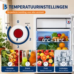Celestul Mini Koelkast 90L - Koelkast met Vriesvak - Stille Minibar 41 dB - Compacte Koelkast voor Slaapkamer, Kantoor & Studentenkamer - Wit — thumbnail 4