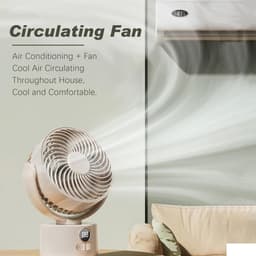 Ulisem - Tafelfan - 3600mAh oplaadbaar - 3 snelheden - Automatisch oscillerend - Stille motor (<25dB) - Met Type-C - Voor slaapkamer en reizen - Beige — thumbnail 2
