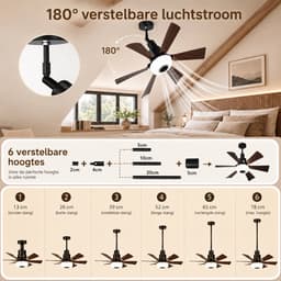 Rosnek E27 Plafondventilator met Verlichting - Inschroefbare Ventilatorlamp met Bluetooth Speaker en RGB Licht - Afstandsbediening - 3 Snelheden - Voor Slaapkamer - Ø52cm — thumbnail 3