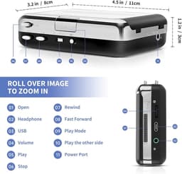Draagbare Walkman - Cassette Speler - Cassette naar MP3 Converter - USB - Zilver/Zwart - Walkman - Audio Digitizer - Tape Player - Auto Reverse - Hi-Fi - Megabass — thumbnail 4
