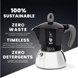 Bialetti Moka Induction Percolator 2 Kops Zwart – Espresso Maker – Inductie Geschikt – Aluminium & RVS — thumbnail 5