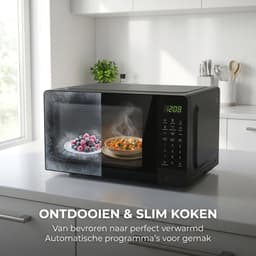 Magnetron 20L - Solo Magnetron 1100W Zwart - 6 Automatische Programma's - Ontdooifunctie - Kinderbeveiliging - LED Display - Draaiplateau — thumbnail 4