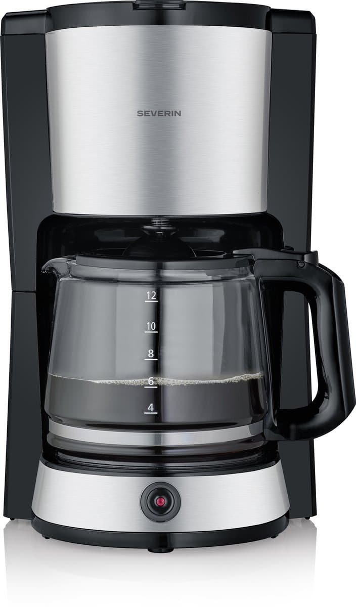 Severin KA 9370 Filterkoffiezetapparaat – 1,5L – 12 kopjes – RVS/Zwart – 1000W – Met warmhoudplaat & druppelstop — afbeelding 1