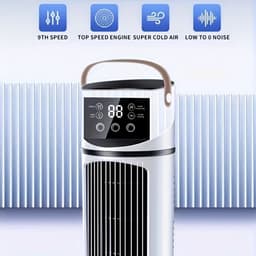 Mini aircooler - 6 snelheden, USB, watertank, timer, luchtkoeler voor bureau slaapkamer en thuiswerkplek - Wit — thumbnail 3