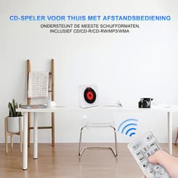 Discman - CD Speler met Bluetooth - Ingebouwde Speakers - FM Radio - Inclusief Afstandsbediening - USB & AUX - Koptelefoonaansluiting - LED Display - Wit — thumbnail 3