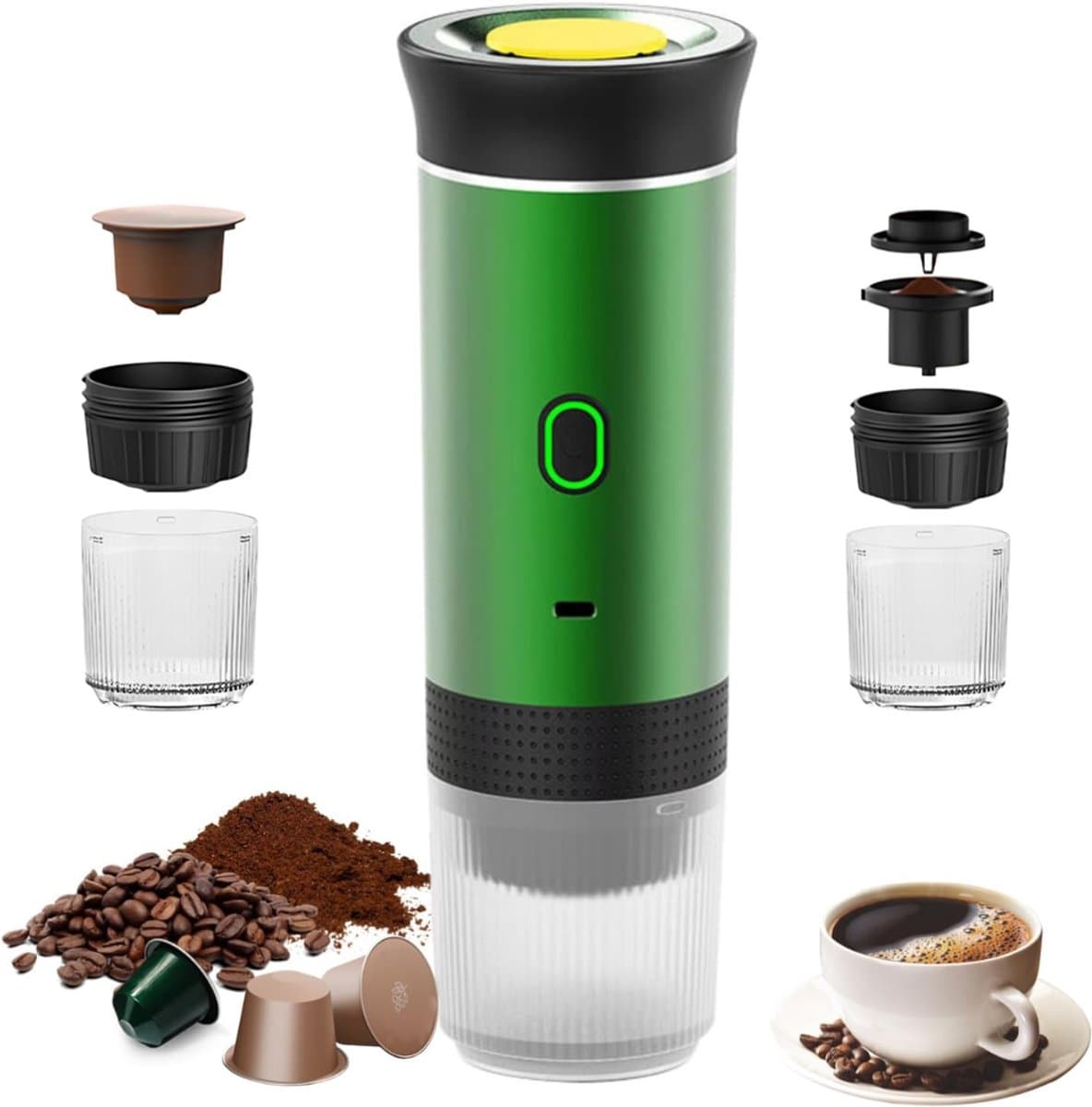 Zyrex® Draagbare Koffiemachine - Blender To Go - Draagbare Blender - Groen - 9cm x 9cm x 27cm — afbeelding 1