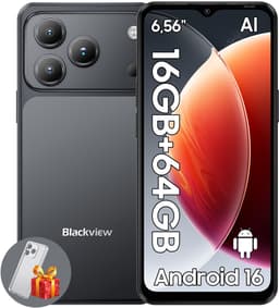 Blackview WAVE 7C Smartphone - 4G AI - DUAL SIM - 16GB RAM - 64GB ROM - Android 16 Telefoon - 6,56 inch - 5000mAh - GPS - Zwart — thumbnail 1