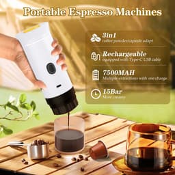 Draagbaar koffiezetapparaat - 3-in-1 elektrisch koffiezetapparaat - Mini koffiemachine - geschikt voor koffiecapsules en gemalen koffie - ondersteunt koud zetten en verwarmen - koffieliefhebbers - Wit - 1stuk — thumbnail 4
