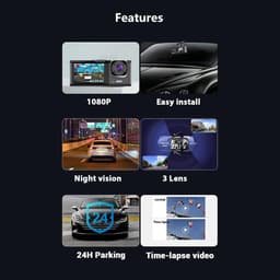 Dashcam 3 Camera's - Rijrecorder DVR - Veilig Rijden - 1080P Beeldkwaliteit - 2 Inch Scherm - Zwart — thumbnail 3