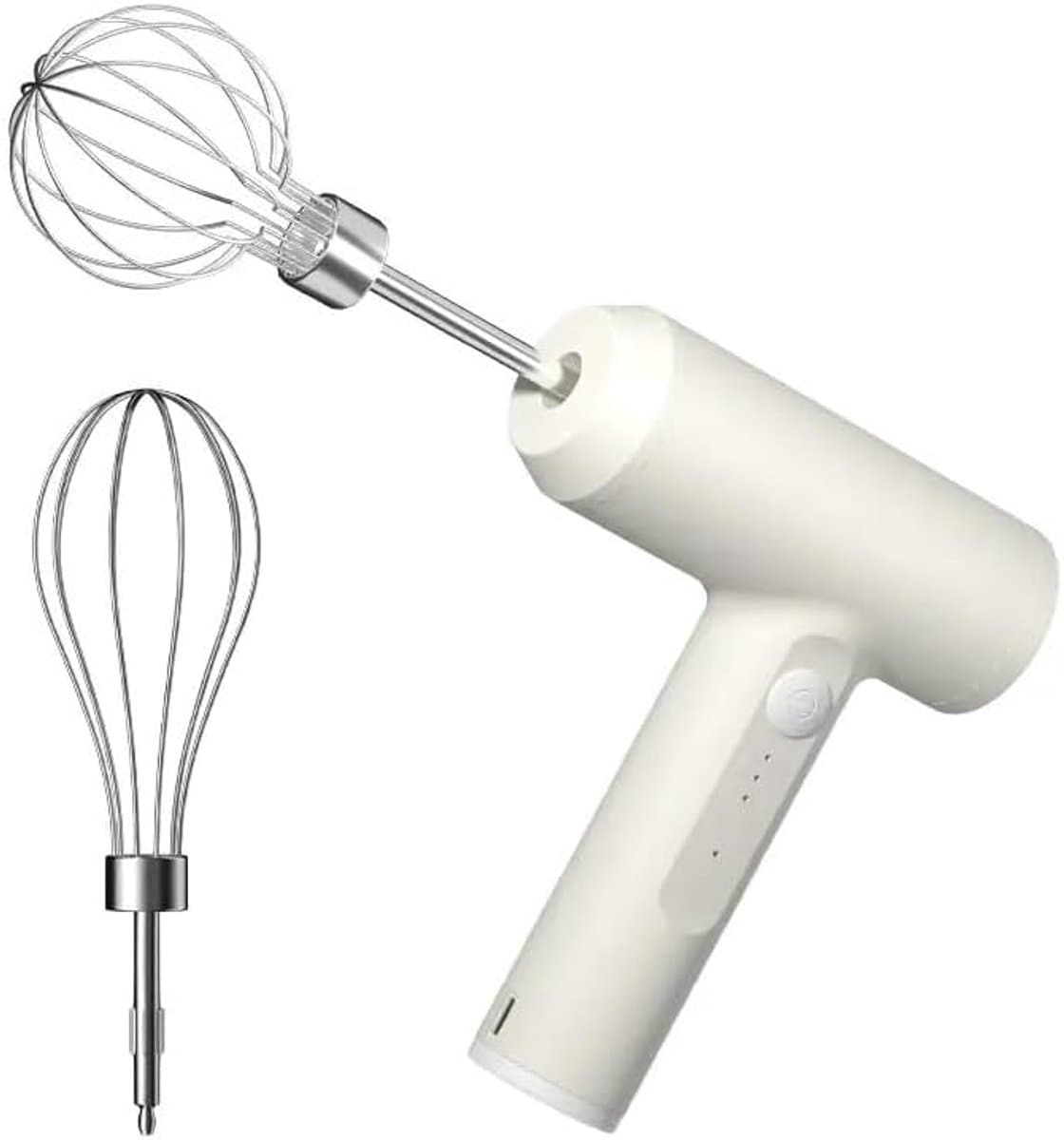 1-delige draadloze elektrische keukenmixer, draagbare mixer met 3 snelheden, geschikt voor het mixen van deeg, cake en slagroom, keukenhulpmiddel (wit) — afbeelding 1