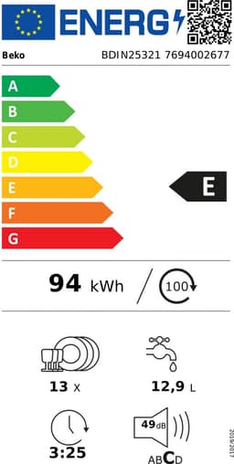Beko BDIN25321 Inbouw Vaatwasser – Volledig Integreerbaar – 13 Couverts – Energiezuinig – Stil (49 dB) – 5 Programma’s — thumbnail 2