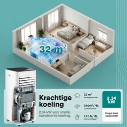 SereneLife Mobiele Airco - 9000 BTU - Airconditioner met Verwarming - WiFi - Koelen, Verwarmen en Ontvochtigen - Inclusief Raaminstallatiekit - Grijs — thumbnail 4