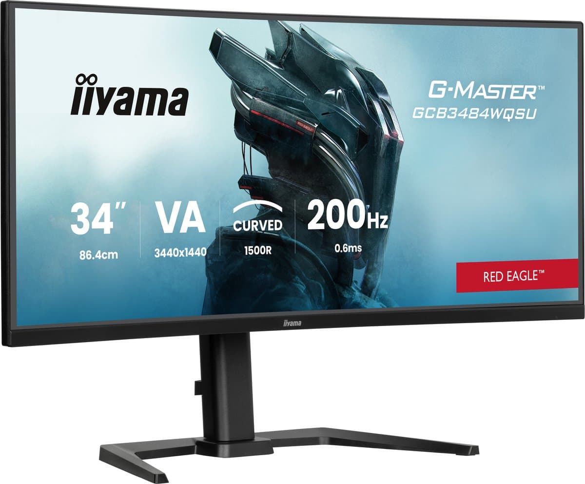 iiyama G-Master GCB3484WQSU-B2 Red Eagle - 34 inch - WQHD - VA - 200Hz - Verstelbaar - Curved - Dual mode (400Hz) — afbeelding 1