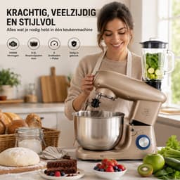 Royal Swiss® Keukenmachine – Keukenrobot 1400W – 6Liter – RVS Mengkom – 6 Snelheden met Pulse – Keukenmixer — thumbnail 2