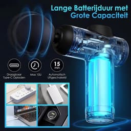 SNJY® Massage Gun - Massage Apparaat - Massage Pistool Professioneel - 99 Snelheden - 8 Massagekoppen - Zwart — thumbnail 3