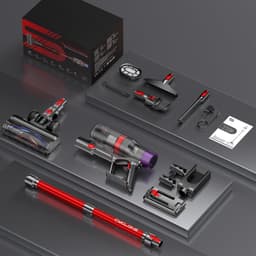 Steelstofzuiger Draadloos - Snoerloze Stofzuiger - Huis Schoonmaken - 600 Watt Kracht - 80 Min Werktijd - Rood — thumbnail 3
