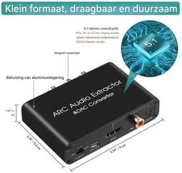 carmdering - HDMI ARC Audio Extraktor - HDMI Geluidskaart Extractor - Digitale Audio Converter - ARC Audio Terugkanaal Functie - Aluminium Metalen Behuizing - CEC Volumeregeling Ondersteuning - Compatibel Met TV En Soundbar - 1 Stuk — thumbnail 2