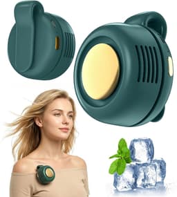 Draagbare, stille en bladeloze clipventilator – Oplaadbare en draagbare ventilator – Handsfree koeling voor taille en nek – 3 snelheden – 6 uur gebruiksduur – USB-C snelladen (groente) — thumbnail 1