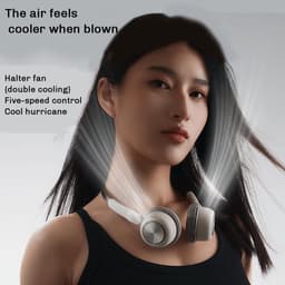 Draagbare nekwindmolen, 1600mAh oplaadbare en draagbare persoonlijke ventilator met 5 instelbare snelheden – nekwindmolen voor buiten (wit) — thumbnail 3
