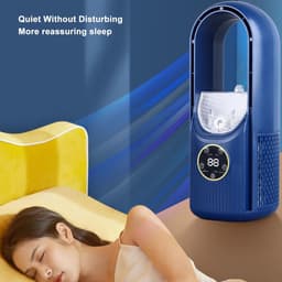 Tafelventilator-Bureau ventilator -Bureau ventilator bladlooz - 6 instelbare snelheden - 2-in-1 luchtbevochtiger - Stille bureauventilator voor thuis - blauw — thumbnail 4