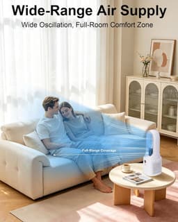 Bladeless Tafelventilator - Stille Ventilator voor Slaapkamer en Kantoor - Veilige Ventilator zonder Bladen - Compacte Aircofan met Touch Control-wit — thumbnail 5