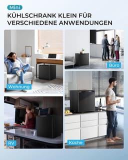 Noordvale 46L Mini Koelkast - Mini bar - Vriescombinatie - Omdraaibare deur - Mini Fridge - Vriesvak - Zwart - 44,4x46,8x48,3CM — thumbnail 2