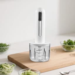 Elektrische Keukenhakker - Groentemaler Mini Hakker - Snel Ingrediënten Verwerken - Draadloos en Oplaadbaar - 400 ml Kom - Wit — thumbnail 4