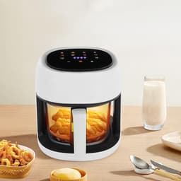 Heteluchtfriteuse - Airfryer Frituurpan - Gezond Koken - Glazen Bakmand - 33 Liter - Zwart Wit — thumbnail 2