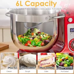 Keukenmixer Kantelkop - Mixer Deegmachine - Bakken Maken - Stil en Krachtig - 6L Kom - Zilver — thumbnail 3