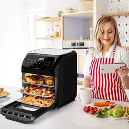 Heteluchtfriteuse - Airfryer Oven - Gezond Koken - 12 Programma's - 12 Liter - Zilver — thumbnail 3