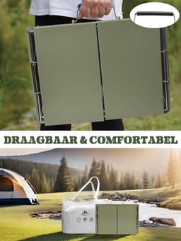 Houtskoolgrill Opvouwbaar 51 x 35 cm - Draagbare BBQ Grill voor Camping, Picknick, Tuin en Strand - Groen — thumbnail 4