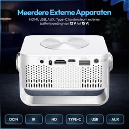 Setano Mini Beamer – WiFi & Bluetooth – Incl. Afstandsbediening – Ideaal voor WK 2026 – 4K Support – Beamer – Voor iOS & Android – Draagbaar & Compact – Thuisbioscoop – Wit — thumbnail 4