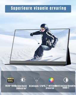 YOR® Draagbare Monitor voor Laptop – Portable Monitor 15,6 Inch – Draagbaar Scherm 1080FHD – HDMI / USB C – Extra Scherm Laptop – Laptop Scherm Uitbreider – Energiezuinig – ps5 Monitor - Tweede Scherm Laptop - Zwart - 41cm x 27cm x 6cm — thumbnail 2