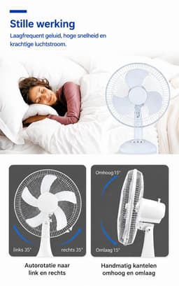 Zonne-energie Tafelventilator 30 cm (12 inch) | X-LUMIX X-Fan White | 15W Motor | 12W Zonnepaneel | 4000mAh Accu | Stil & Energiezuinig | Binnen & Buiten — thumbnail 4
