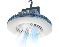 Kampeerfan - LED Campinglamp - Draagbare Ventilator Lamp - USB - Tentkoeling - Campingverlichting - Outdoor kampeeraccessoires - Plafondventilator met verlichting - Geschikt voor buitenactiviteiten, kamperen, kantoor en andere gelegenheden - Blauw